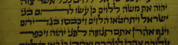 Hebrew stretched letters in Torah scroll