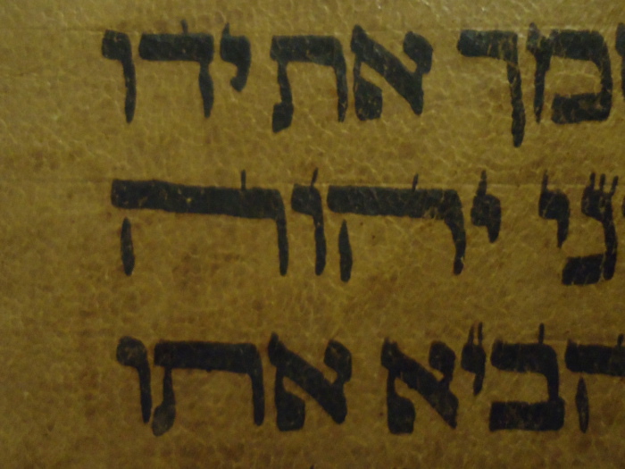 stretched yahweh in Hebrew Torah scroll